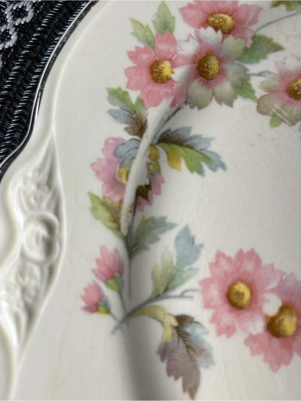 Homer Laughlin Virginia Rose JJ59 Dinner Plate Platinum Trim